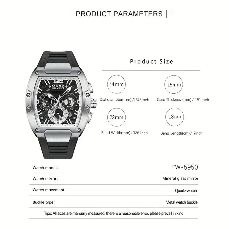 Mark Fairwhale Brand Fashionable Men's Watch Waterproof Night Light & Luxury Stainless Steel