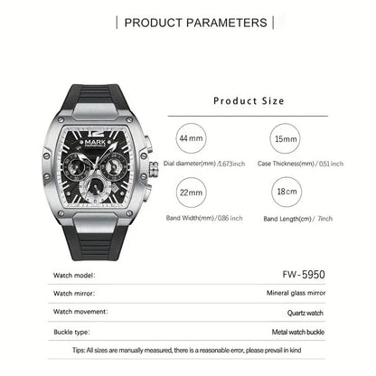 Mark Fairwhale Brand Fashionable Men's Watch Waterproof Night Light & Luxury Stainless Steel