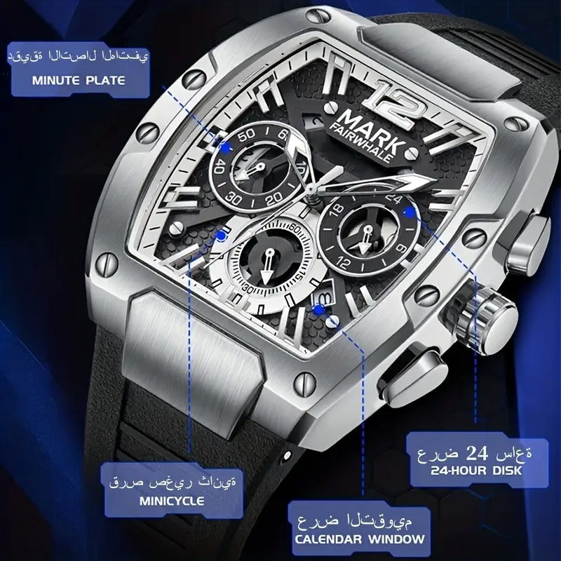 Mark Fairwhale Brand Fashionable Men's Watch Waterproof Night Light & Luxury Stainless Steel